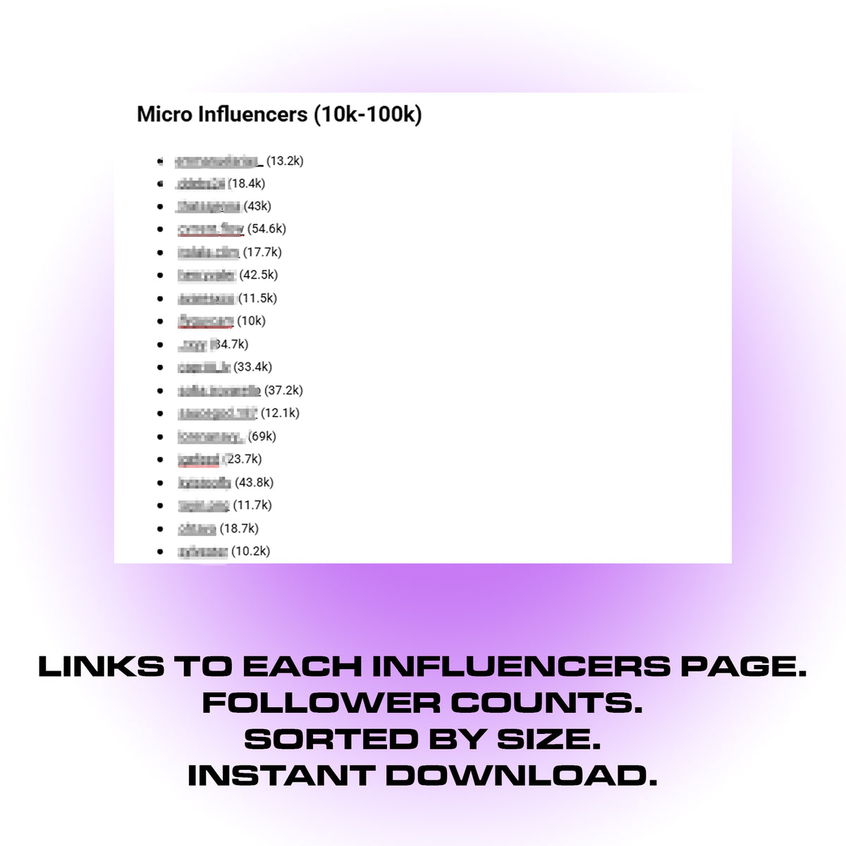 influencer & promo list